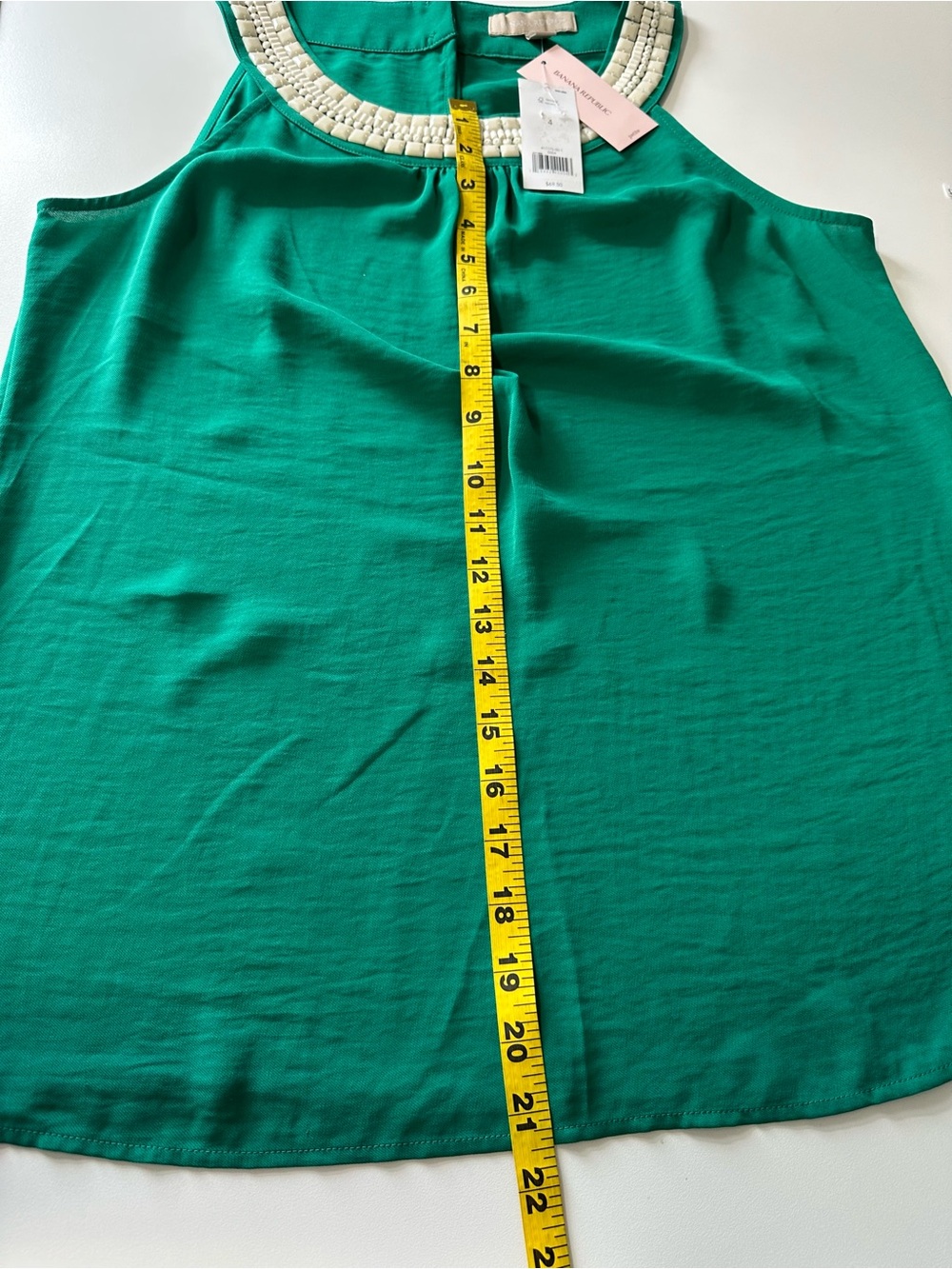 Banana Republic Emerald Green Beaded Sleeveless Top – Size M - Picture 9 of 11